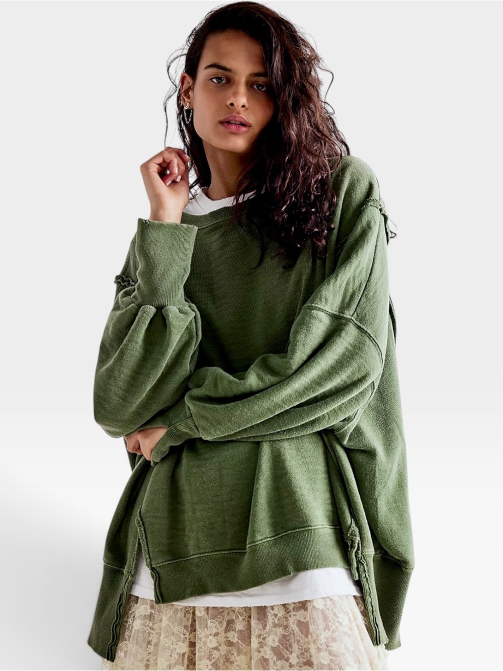 NWT Free People x We The Free Camden Sweatshirts in Olive Green